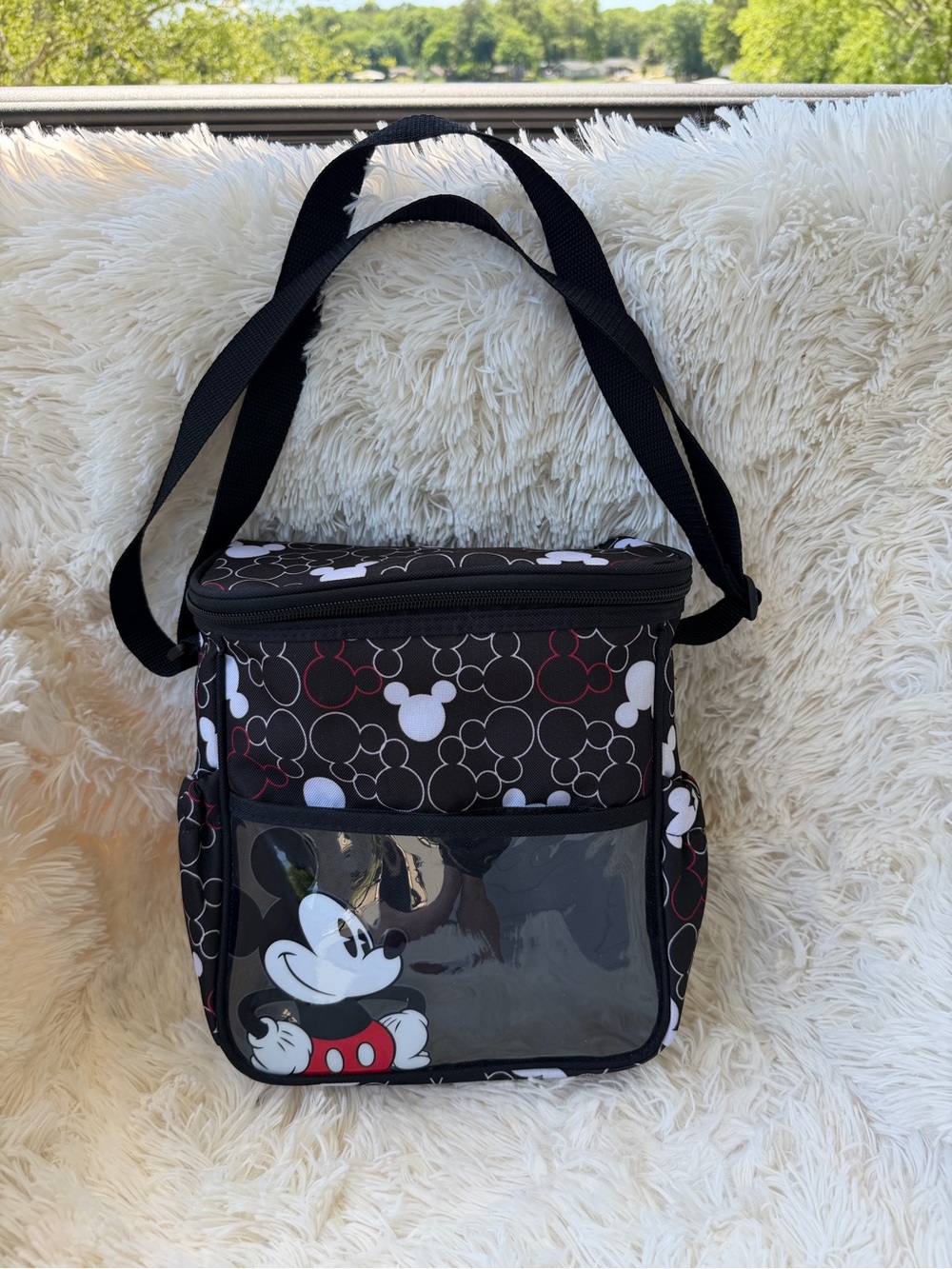 Disney Mickey Mouse Compact Diaper Day Bag Black White Red Like New